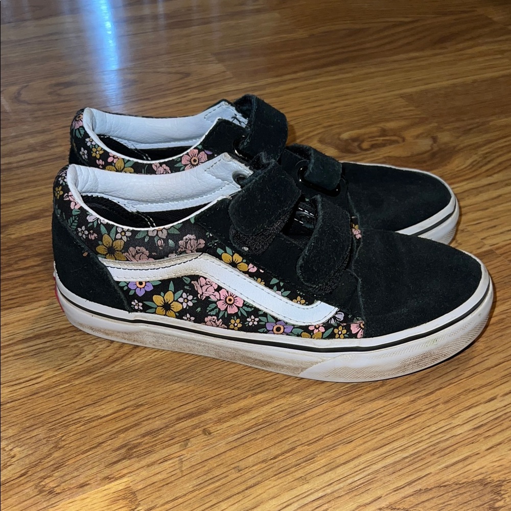 Vans Black Floral Kids Sneakers